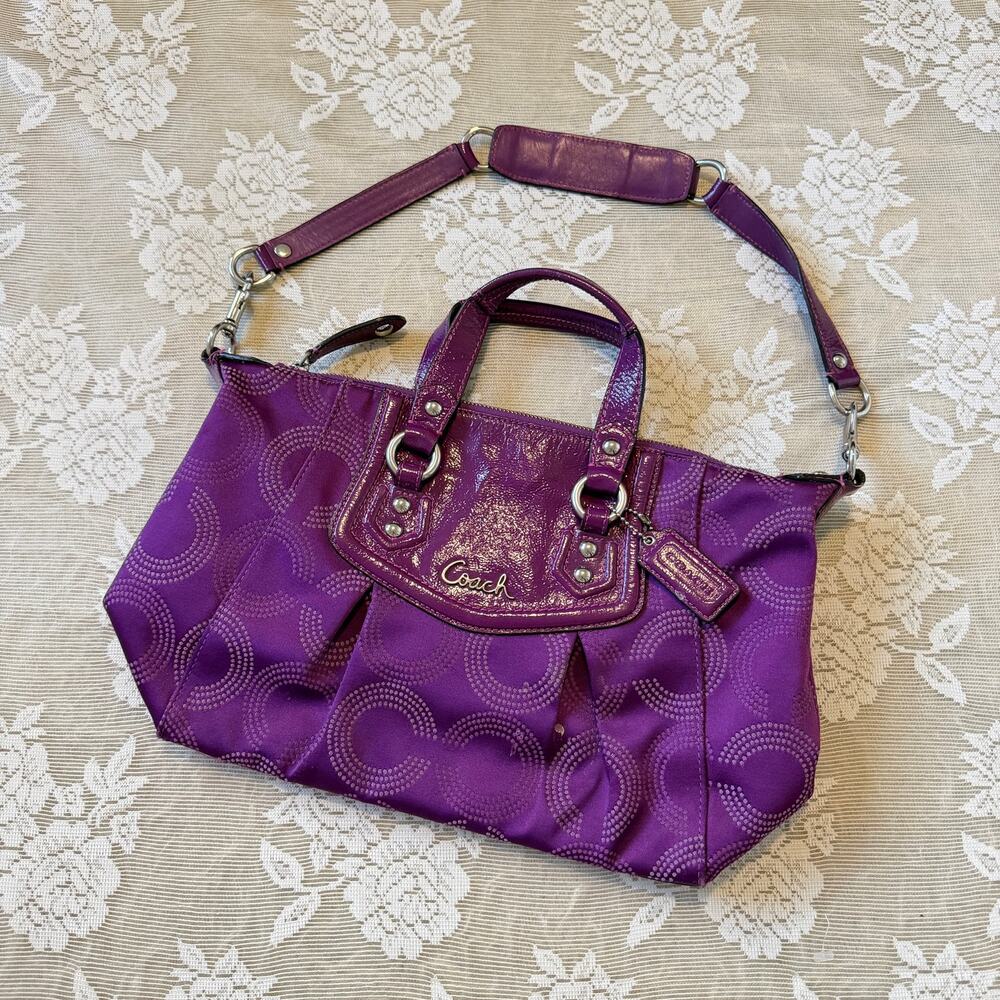 Coach Ashley Purple Signature Satchel Shoulder Bag
